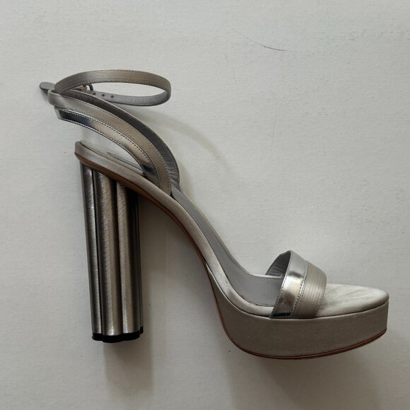 Salvatore Ferragamo Silver Platform Sandal High Heels - Picture 1 of 4